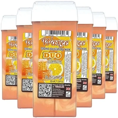 Image of Roll on wax roller cartridge 100ml, 6pcs Waxee DUO refill (Lemon &amp; Honey)