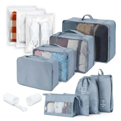 Image of Aysthetics 12 pcs travel packing Cubes for Suitcases, clothes, shoes, toiletries and cosmetics bags Waterproof suitcase organiser