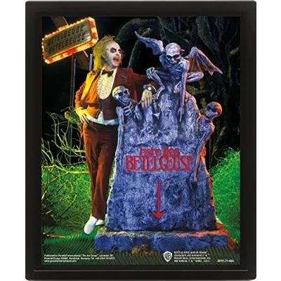 Image of Pyramid International Beetlejuice 3D Lenticular Poster (Graveyard Design) 25cm x 20cm 1.3cm Framed Wall Art and Picture in Frame Official Merchandise