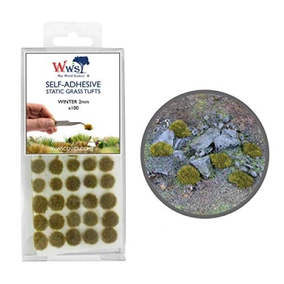 Image of War World Scenics Self Adhesive Static Grass Tufts x 100 Winter, 2mm Model Railway Wargame Scenery Railroad Modelling Diorama Miniature Hobby Tabletop