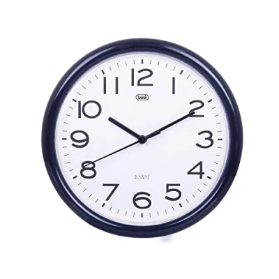 Image of Trevi OM3301 Completely silent 25.5cm diameter quartz round wall clock with sweep movement Black
