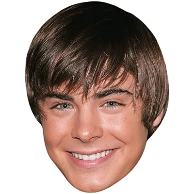 Image of Zac Efron (Smile) Celebrity Mask, Flat Card Face, Fancy Dress Mask