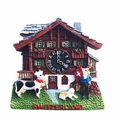 Image of Cuckoo Clock Switzerland 3D Fridge Magnet Tourist Souvenir Gift Collection Home &amp; Kitchen Decoration Magnetic sticker Refrigerator