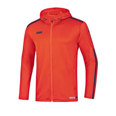 Image of JAKO Women&#039;s Striker 2.0 Hooded Jacket, Flame/Navy, 36 (EU)