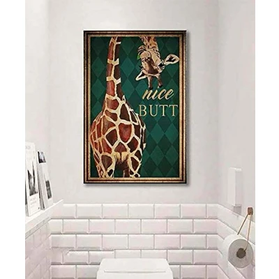 Image of Nice Butt Giraffe Toilet Poster Home Wall Decoration Painting Design Garage Decor Metal Sign 12x16 inch