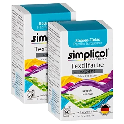 Image of simplicol expert fabric paint for washing machine or manual colouring: Tie Dye, Recolour, and Restore Your Fabrics Clothes South Sea Turquoise