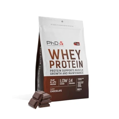 Image of PhD Nutrition Whey Powder 500g Chocolate with 25g Informed Protein per Serving, enriched Well Tolerated Cultures