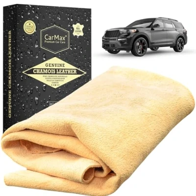 Image of CarMax English Premium Grade Professional Natural Chamois Leather our biggest and best shammy, super soft highly absorbent, Made in the UK