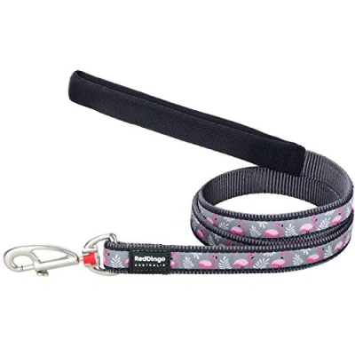 Image of Red Dingo Grey Flamingo Dog Lead (25mm x 1.2M), L