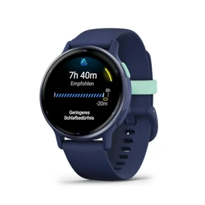 Image of Garmin [Renewed vívoactive 5, AMOLED GPS Smartwatch, All day Health Monitoring, Advanced Fitness Features, Personalised Sleep Coaching, Music and up to 11 days battery life, Navy (Renewed)