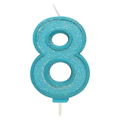 Image of CULPITT Sparkle Number Candles for Cake &amp; Cupcakes, Single Numbers from 0 9, Say Happy Birthday with These Candle Sparklers, Celebrate Birthdays Anniversaries Flair Blue 8
