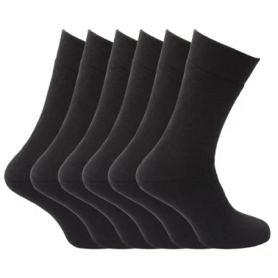 Image of Mens Non Elastic Extra Soft Top Warm Thermal Socks (Pack of 6) (Shoe 6 11) (Black)