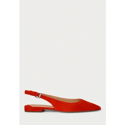 Image of Lauren Ralph Londyn Flats Slingback Ankle strap ballet pumps, Women&#039;s, Size: 4, Bright vermilion shoes