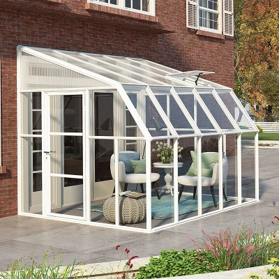Image of 8&#039;x10&#039; Palram Canopia Rion White Sun Room Walk In Wall Greenhouse (2.4x3m)