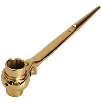 Image of 19mm 22mm Hexagon Scaffold Podger Ratchet Spanner Ratcheting Socket Wrench (Gold)