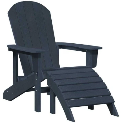 Image of vidaXL Adirondack Chair with Footrest Navy Blue HDPE