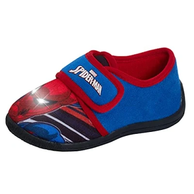 Image of Marvel Boys Spiderman Slippers Kids Easy Fasten Non Slip Sole Slipper House Shoes Blue 9 UK Child/EU 27