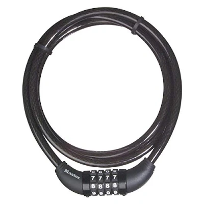 Image of Master Lock 8119EURD Bike Cable with Combination Lock, 1,5 m Cable, Black