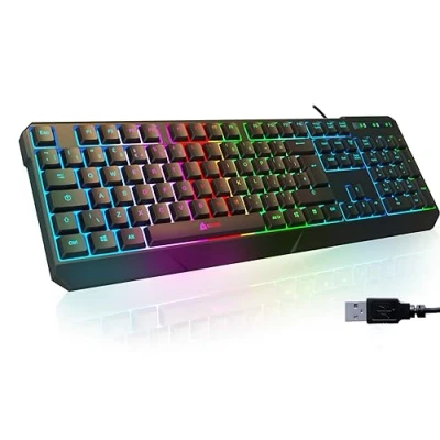 Image of KLIM Chroma Gaming keyboard UK Layout + Slim, Durable, Ergonomic, Quiet, Water Resistant, Silent Keys, USB Wired Backlit for Laptop PC Mac Gamer PS4 NEW 2024 VERSION Black