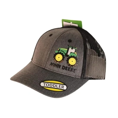 Image of John Deere 3D Rubber Tractor Print Toddler Baseball Hat Cap Charcoal One Size, Size XL