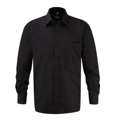 Image of Russell Athletic Collection Mens Poplin Long Sleeved Shirt (Black) Size 4XL