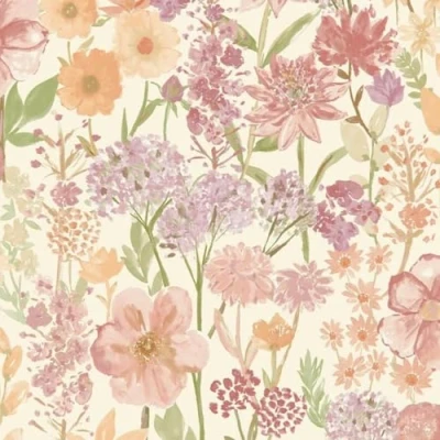 Image of Wildflowers Cream Wallpaper Naturistic Floral Petals Classic Colourful Vibrant Flowers Stylish Feature Wall