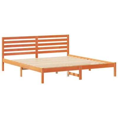 Image of with Headboard Wax brown 200 x cm Solid pine wood vidaXL