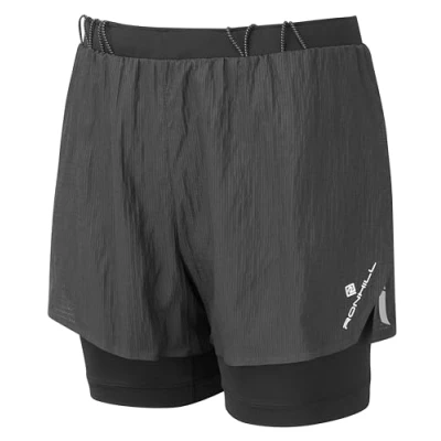 Image of Ronhill Running, Wmn&#039;s Tech Race Twin Short, All Black, Size 14