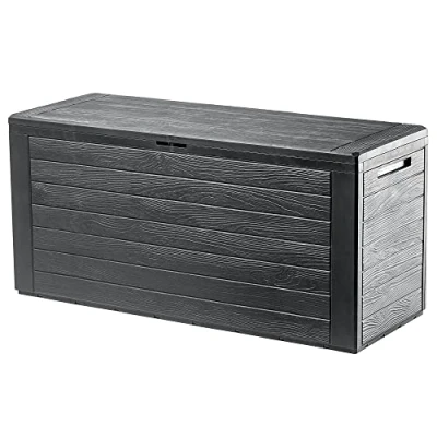 Image of KADAX Outdoor Storage Box 280L, Waterproof Plastic Chest for Storing Garden Tools, Equipment and Cushions, Decorative Container Outside (Anthracite)