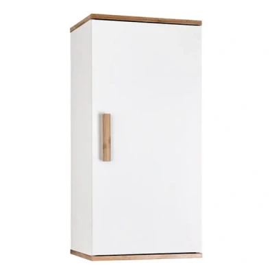 Image of Showerdrape Nola Bamboo Bathroom Storage Cabinet, Wall Mounted Cabinet Unit, Wooden Single Door With Adjustable Shelves, White, 62cm (H) x 30cm (W) 21cm (D)