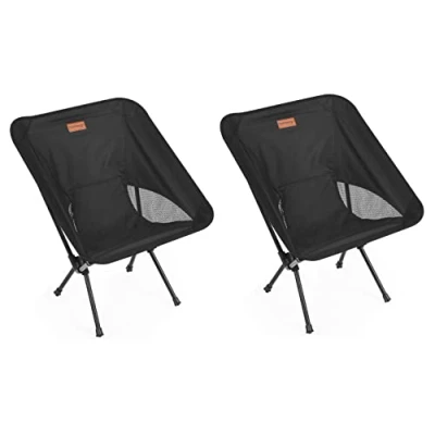 Image of Rainberg Ultra Lightweight Camping Chair, Folding Chairs for Adults, Foldable Garden Outdoor Picnic BBQ Chairs. (Pack of 2, Black)