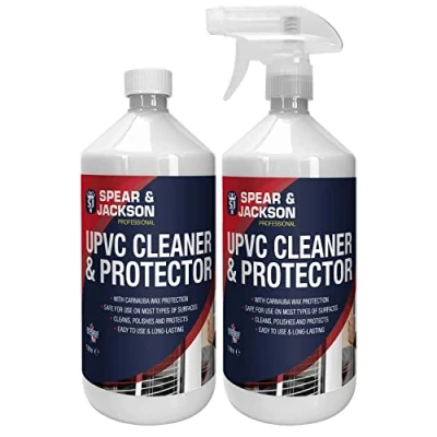 Image of Spear and Jackson UPVC Cleaner &amp; Protector 2 x 1L Carnauba Wax Protection Safe For Most Surfaces Cleans Polishes Protects Easy To Use Long Lasting