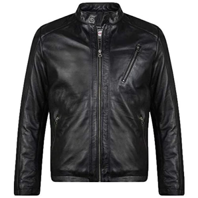 Image of Kam Leather Biker Jacket 5XL Black