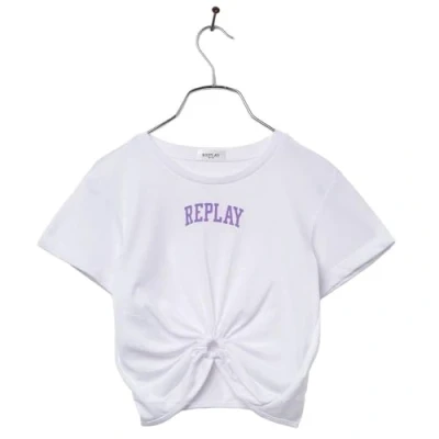 Image of Replay girls&#039; short sleeved cotton T shirt, white (White 001), 14 years