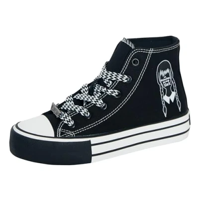 Image of Wednesday Womens Teen Girls Hi Top Trainers EU 34 / UK 2 Black