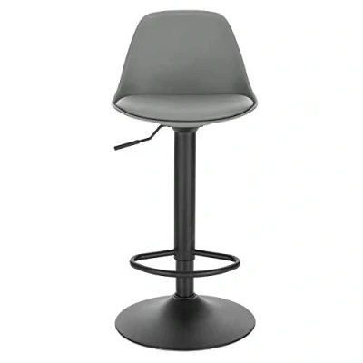 Image of Lestarain Set of 1 Bar Stool Adjustable Swivel Gas Lift, with Footrest and Base, PP Seat, for Breakfast Bar, Counter, Kitchen Home, Grey, LBAI56001 UK