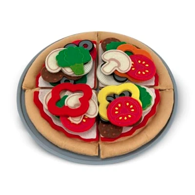 Image of Melissa &amp; Doug Felt Food Pizza Play Set Role Toy for Children Sensory Soft 3+ Gift Boy or Girl