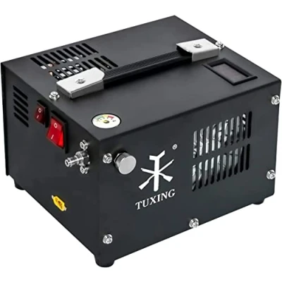 Image of TUXING 4500Psi PCP Compressor,Oil/Water Free,Powered by Car 12V DC or Home 220V AC with Adapter (Included),Pump for Air Rifles and Airguns