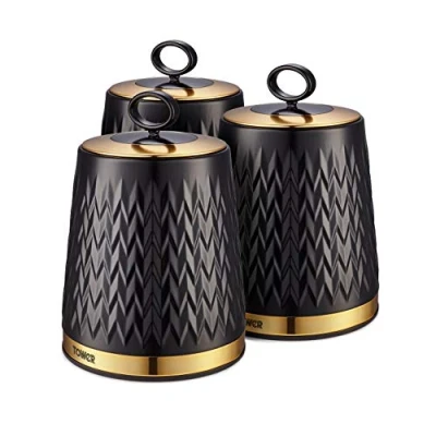 Image of Tower T826091BLK kitchen storage container Tea+Coffee+Sugar containers set 1.3 L
