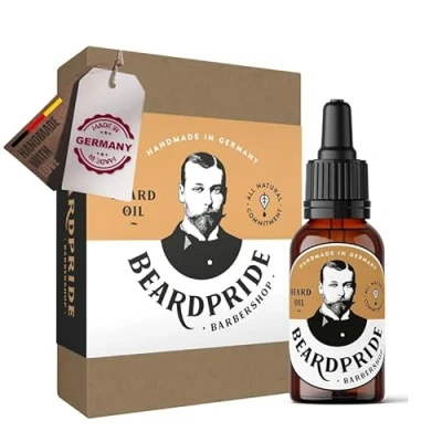 Image of BEARDPRIDE Beard Oil for Men Barbershop 100% Organic Argan and Jojoba Softens strengthens Growth Handmade in Germany