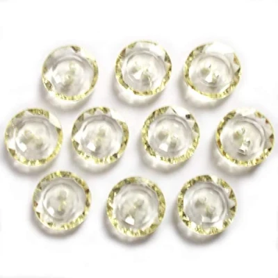 Image of Cut Edge Clear Pastel Round 2 Hole Buttons 15mm Wide Pack of 10 (Yellow)