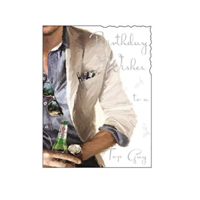 Image of Greeting Card (JJ V068) Male Birthday Top Guy From the Velvet Range Foil Finish