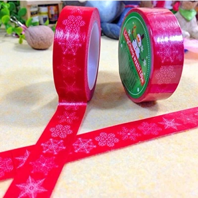 Image of HAND ® Fun Wrapping Paper Tape 15mW (No.8 snowflake patterns 10 meters) Pack of 2 Rolls
