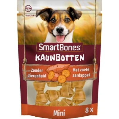 Image of Smartbones 8 Mini Sweet Potato Bones Rawhide Free Chew Dog Treats