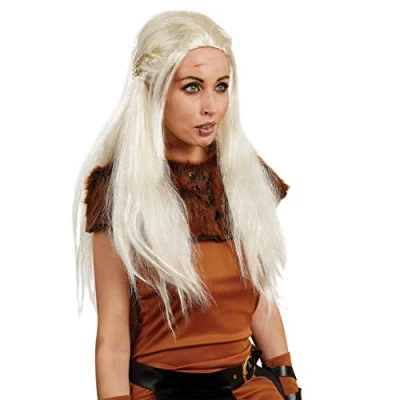Image of Fun Shack Medieval Blonde Wig, Long Braided Viking Wig Costume, Women One Size
