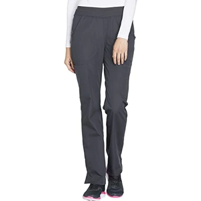 Image of Cherokee Women&#039;s Mid Rise Straight Leg Pull on Cargo Pant Medical Scrubs, Pewter, XL Petite