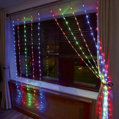 Image of 240 LED String Curtain Lights Waterfall Window Night Light Xmas Multicolour