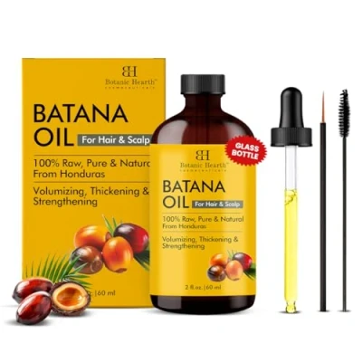 Image of Botanic Hearth Raw Batana Oil for Hair Growth (2 fl oz) 100% Pure &amp; Unrefined from Honduras Promotes Thicker, Stronger