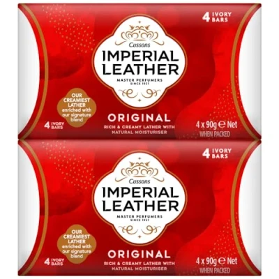 Image of Imperial Leather Bar Soap Original Classic Cleansing Bar, Gentle Skin Care, Bulk Buy, Pack of 8 x 4 bars 90 g (total 32 bars)