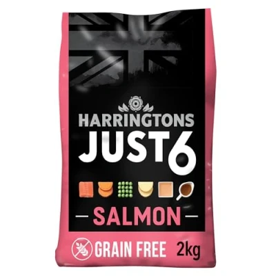 Image of Harringtons Just 6 Complete Grain Free Hypoallergenic Salmon &amp; Veg Dry Adult Dog Food 2kg (Pack of 4) With Added Fresh Baked Bites